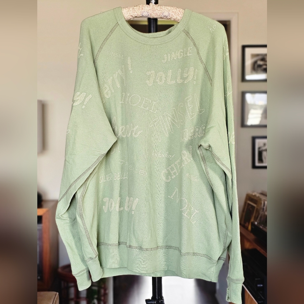 THE GREAT. Men's College Sweatshirt Vintage Mint Holiday Graphic Size L
